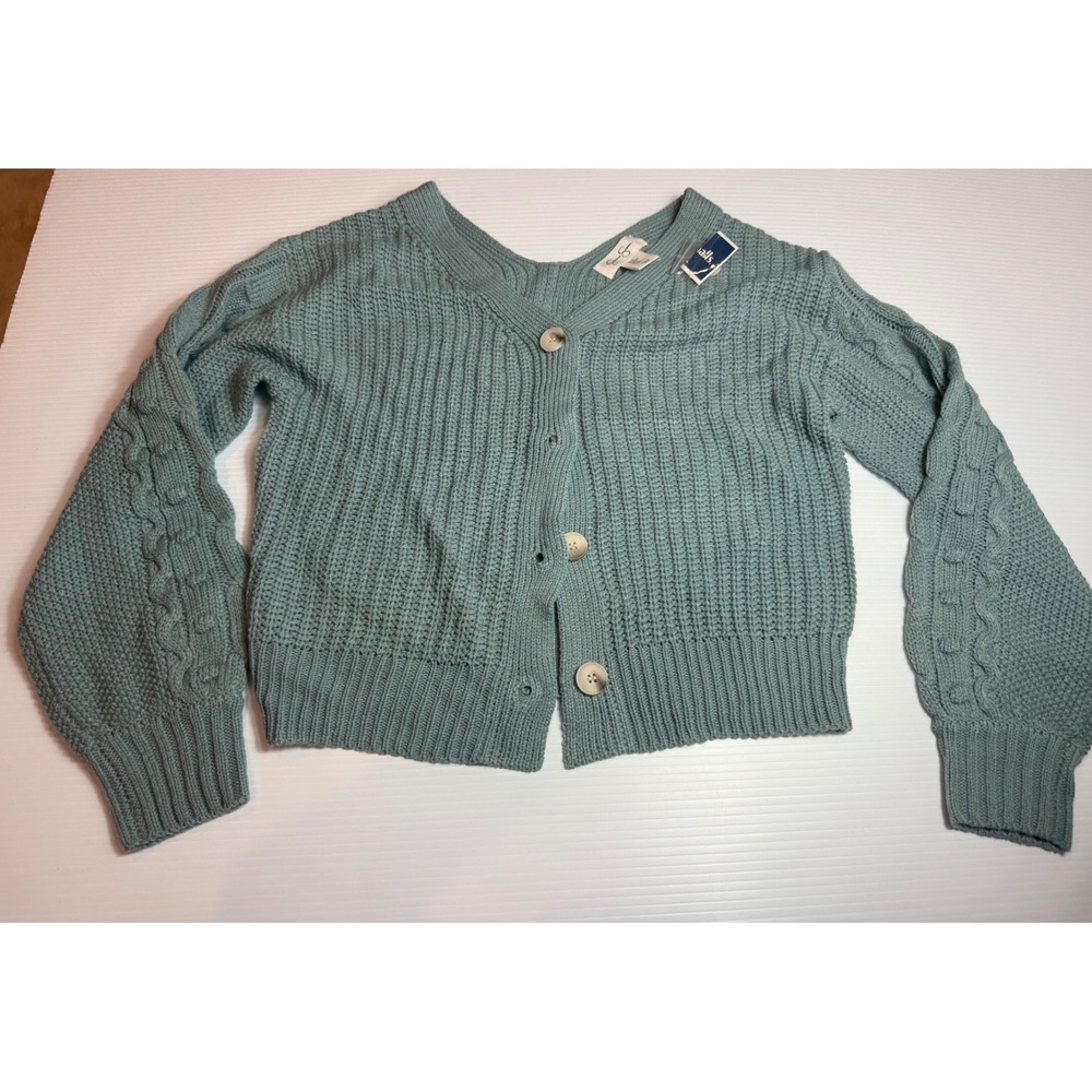 Jessica Simpson Womens Medium Cardigan Sweater Knit Button‎ Front Blue